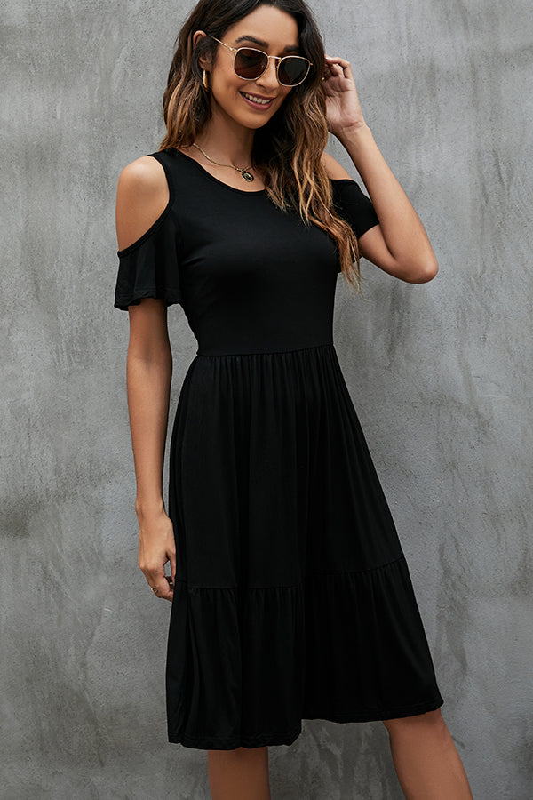 Fashion Solid Color Short Sleeve Casual Dress