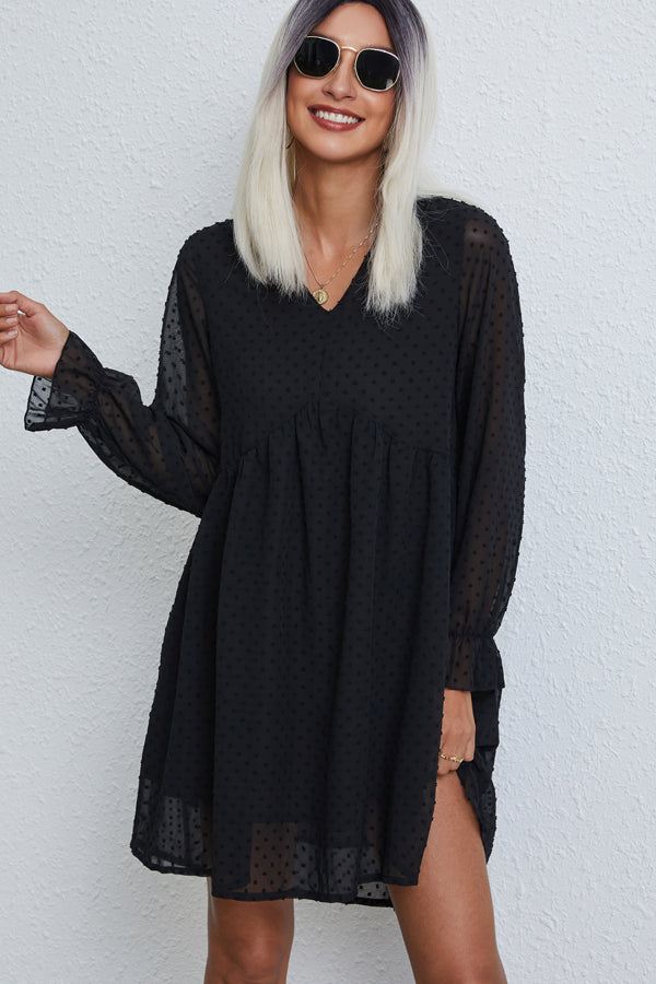 Fashion Solid Color Long Sleeve Casual Dress