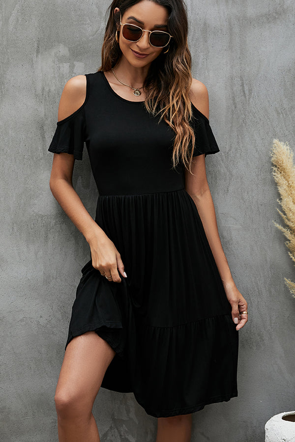 Fashion Solid Color Short Sleeve Casual Dress