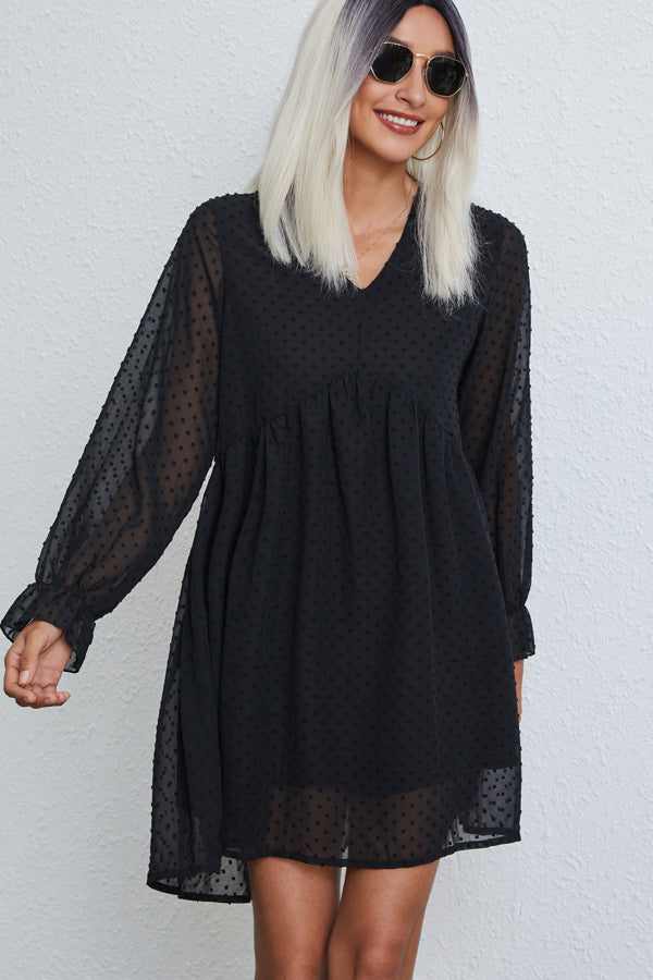 Fashion Solid Color Long Sleeve Casual Dress