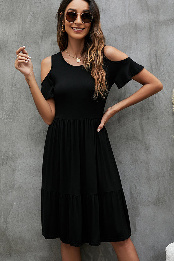 Fashion Solid Color Short Sleeve Casual Dress
