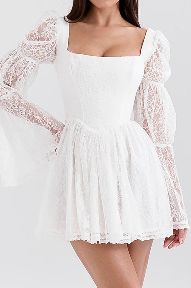 Sancia Vintage Puff Sleeve Mini Dress