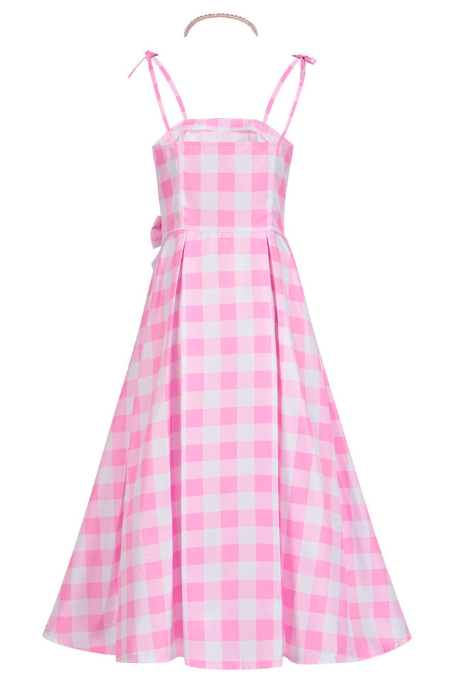 Barbie Movie Margot Pink Plaid Check Dress