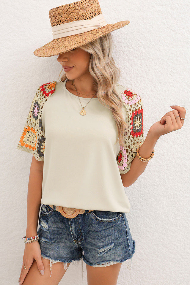 Laure Crochet Sleeve Top
