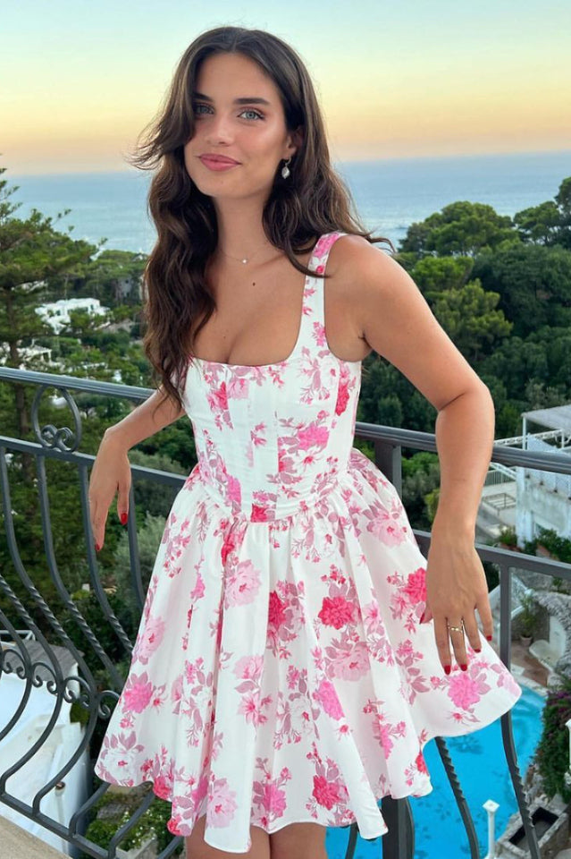 Printed Corest Mini Cami Dress