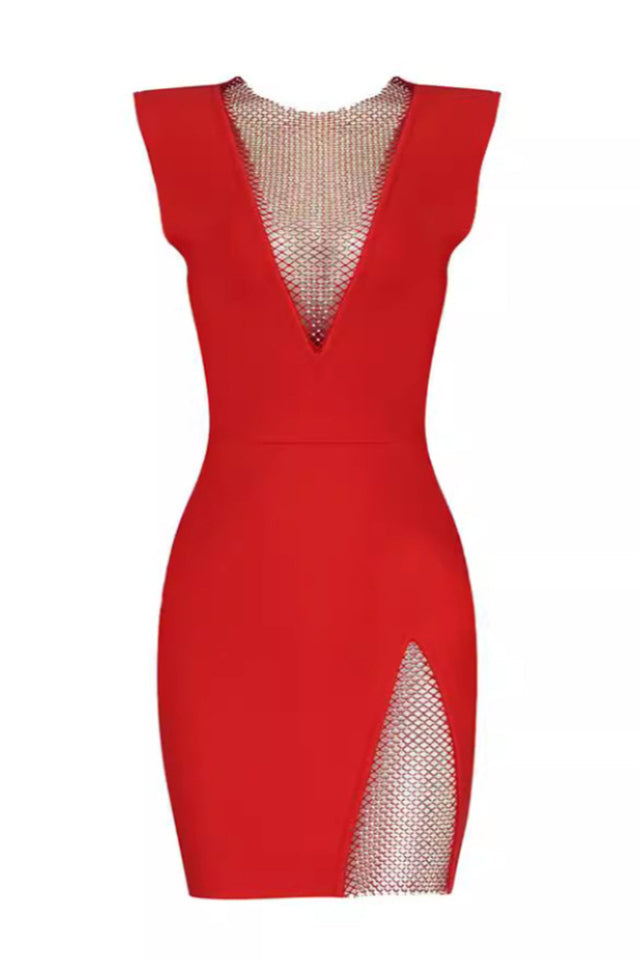 Rhinestone Detail Spliced Dress