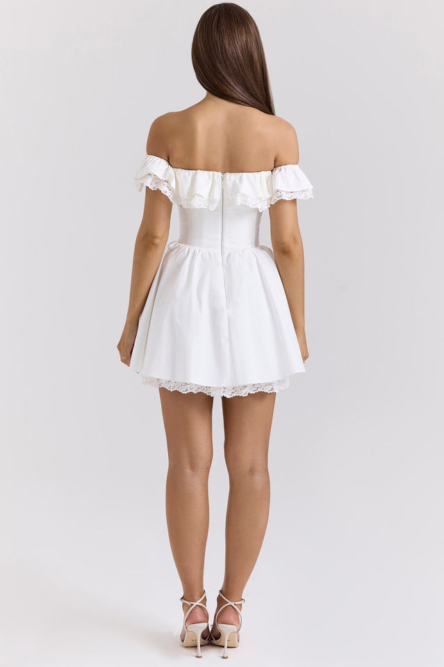 Cotton Off Shoulder Corset Mini Dress