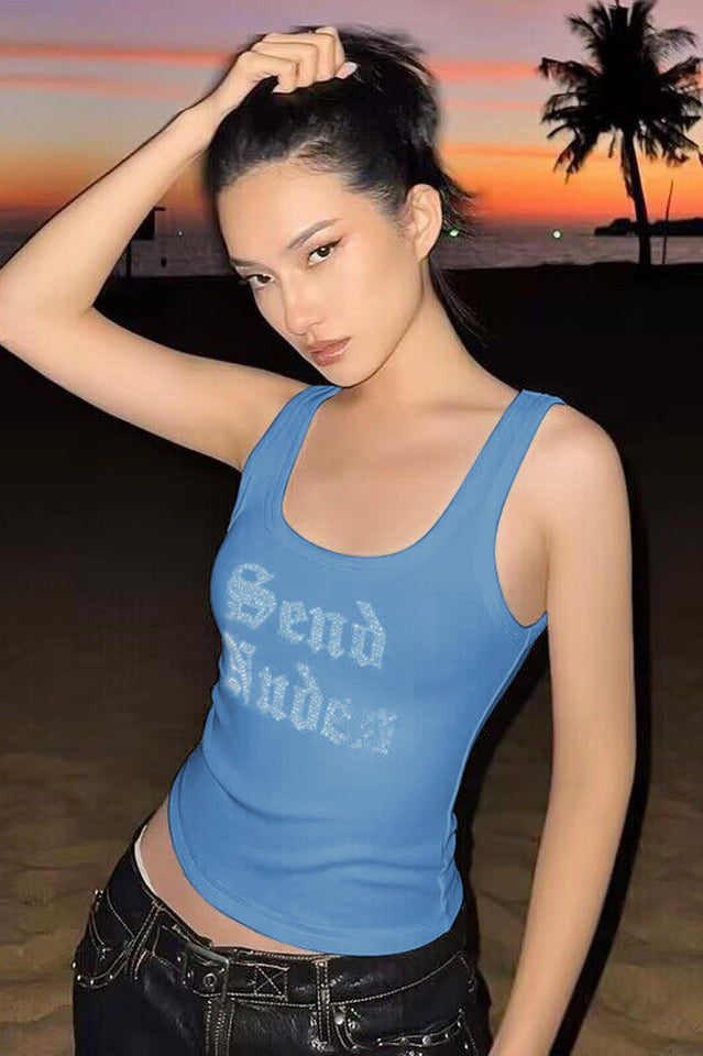 Send Nudes Rhinestone Tank Top