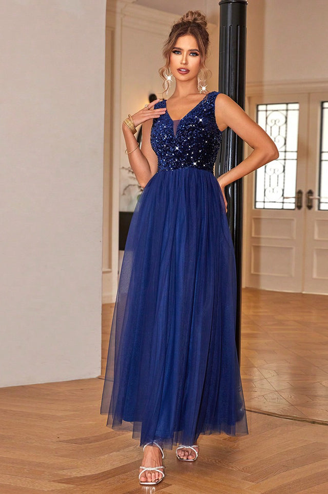 Sequin & Tulle A Line Formal Dress