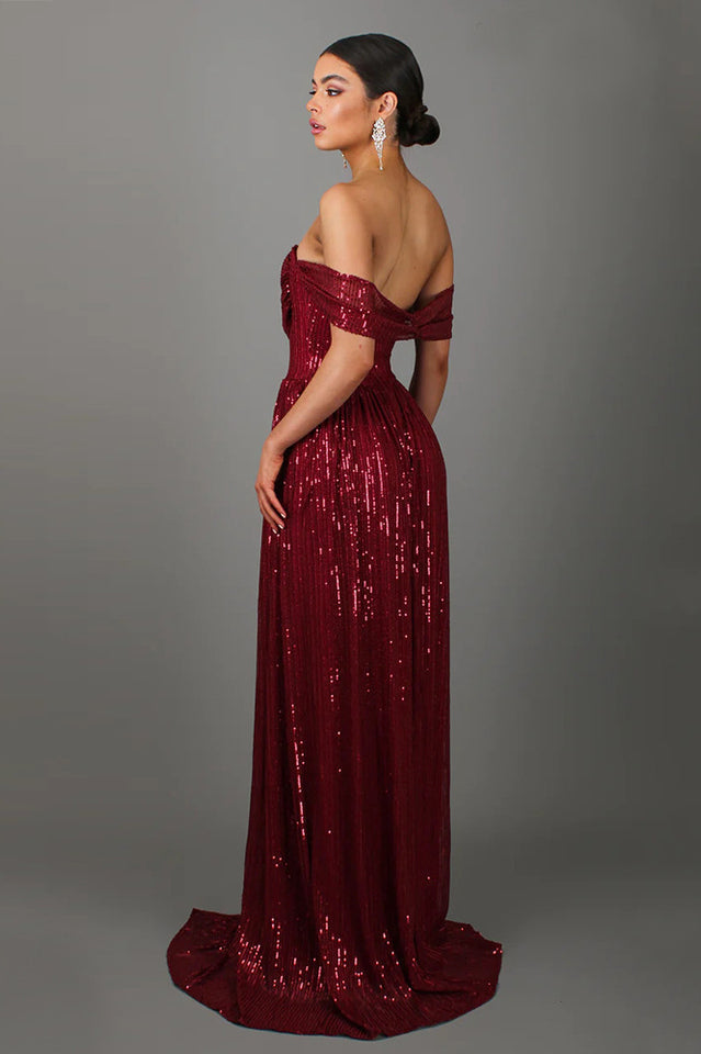 Sequin Dress With Corset & Arm Drapes