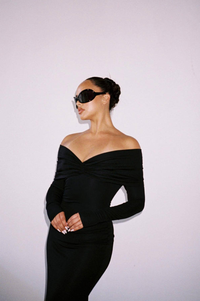 Off Shoulder Bodycon Bardot Midi Dress