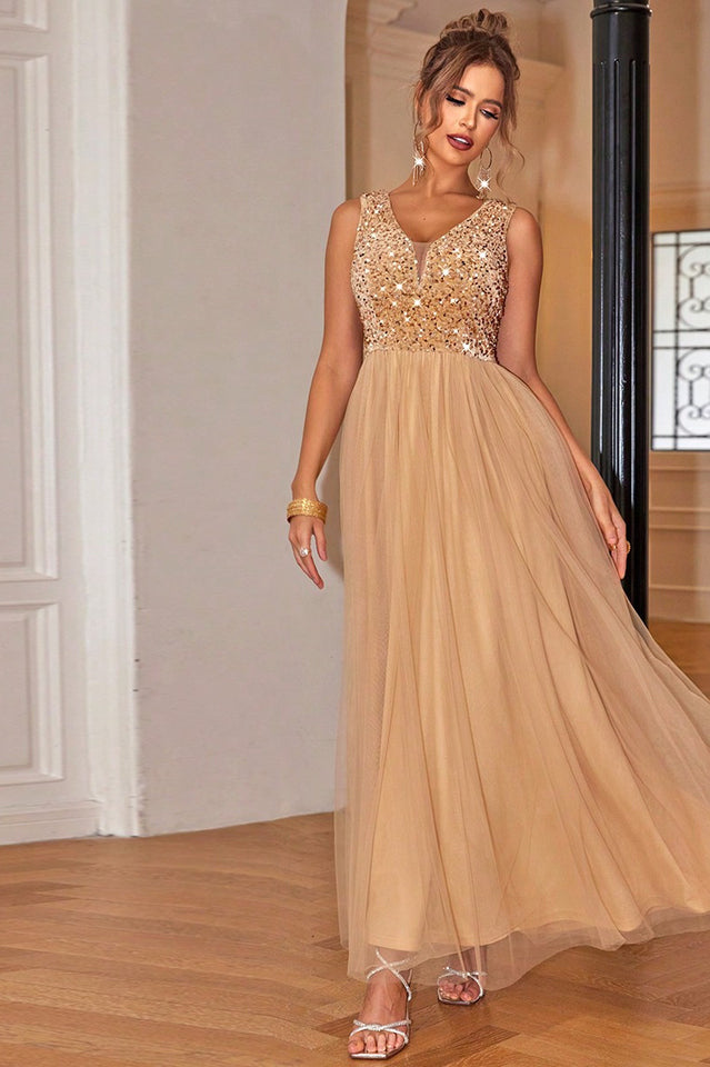Sequin & Tulle A Line Formal Dress