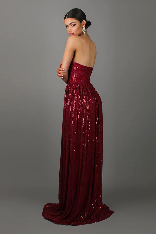 Sequin Dress With Corset & Arm Drapes