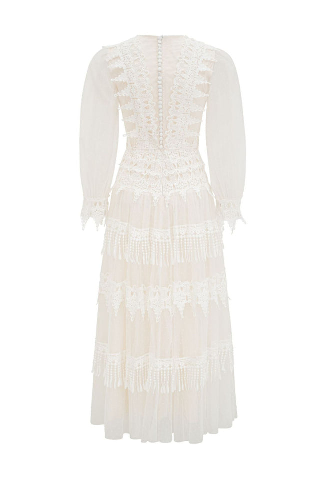 Murphy White Lace Mesh Maxi Dress