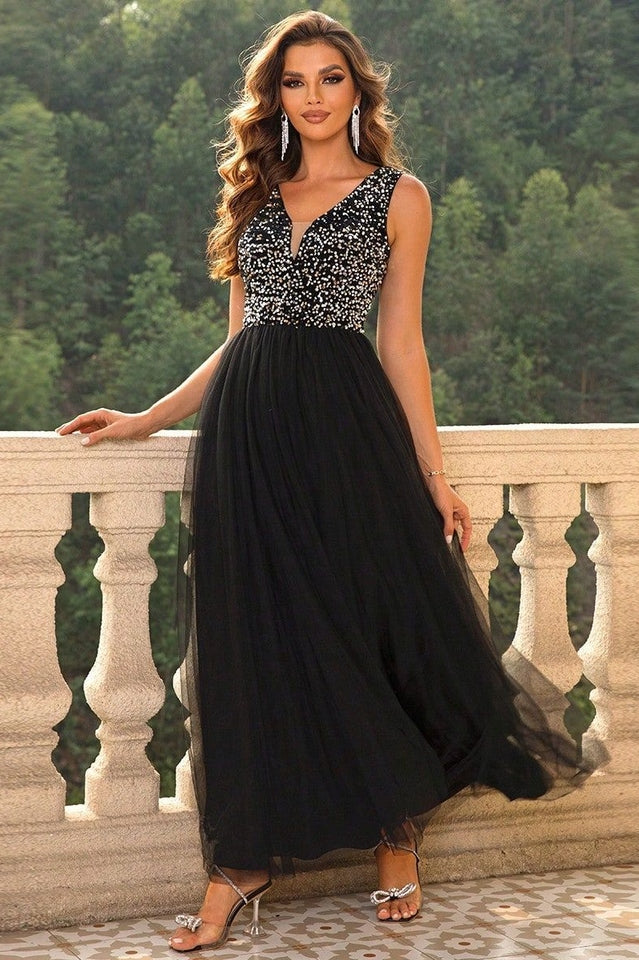 Sequin & Tulle A Line Formal Dress