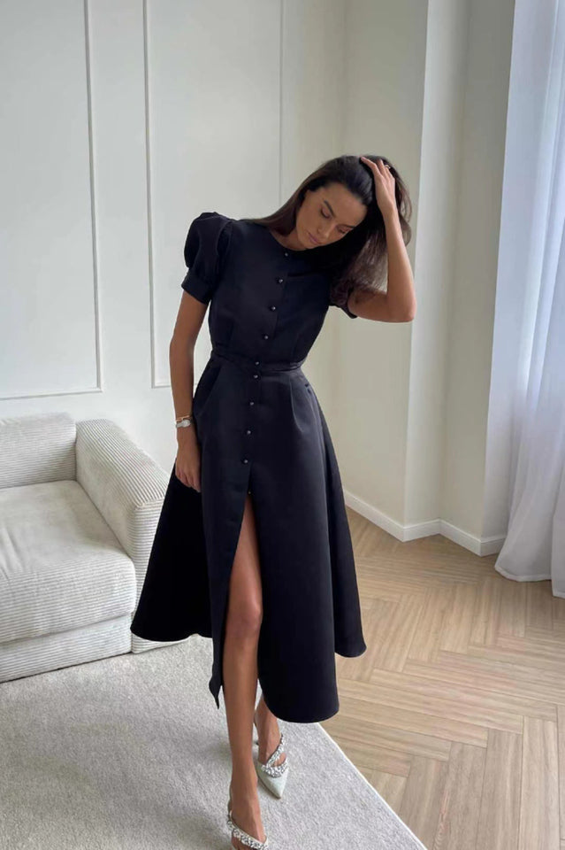 Button Front Midi Dress