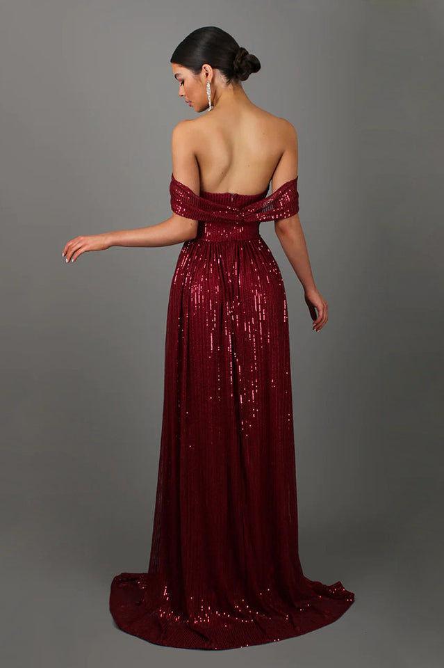 Sequin Dress With Corset & Arm Drapes
