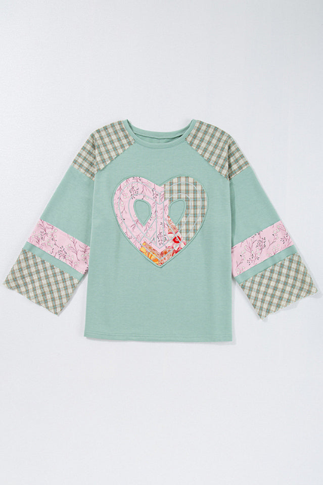 Floral Patchwork Heart Long Sleeve Top