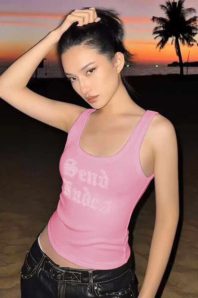 Send Nudes Rhinestone Tank Top