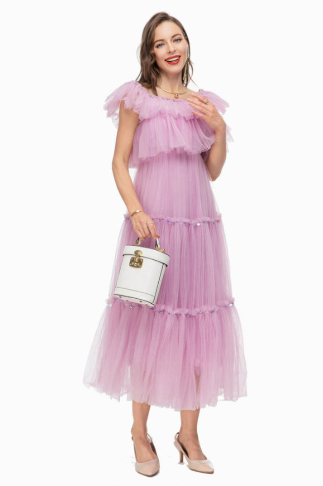Ruffled Sleeve Corset Dress