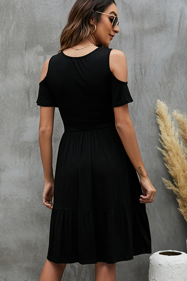 Fashion Solid Color Short Sleeve Casual Dress