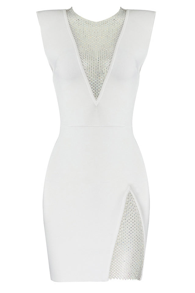 Rhinestone Detail Spliced Dress