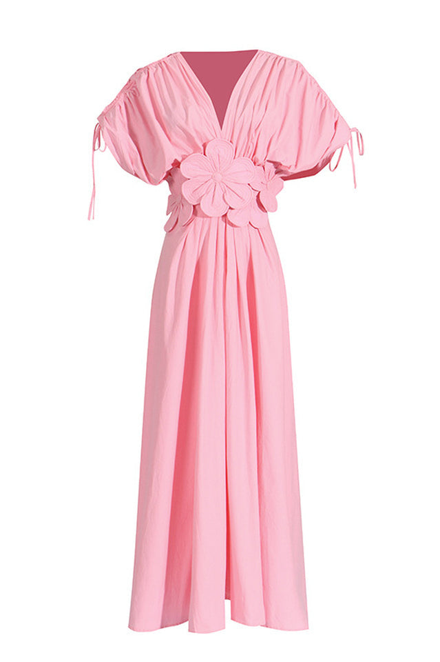 Floral Appliqué Midi Dress