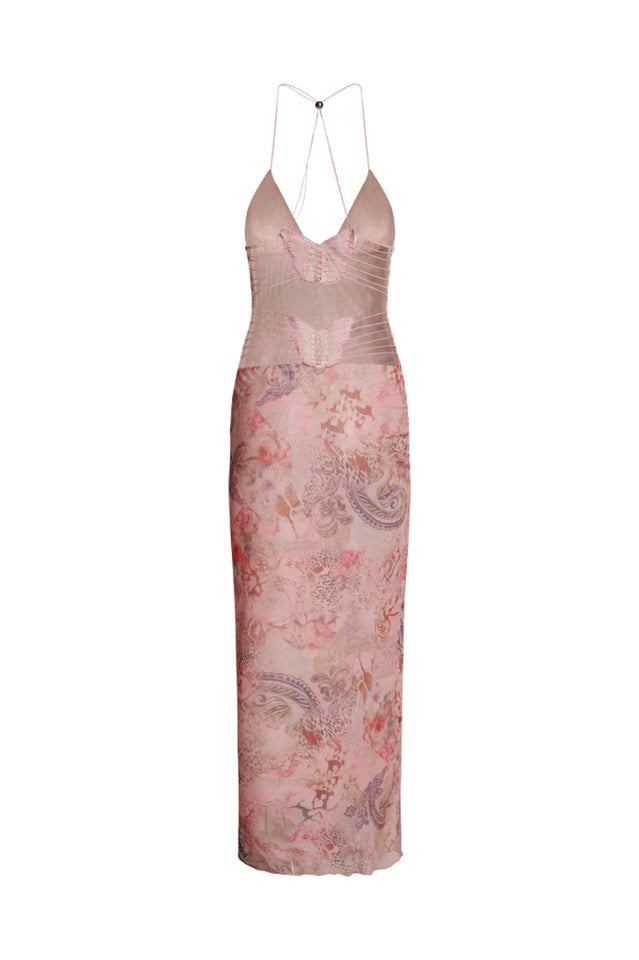 Butterfly Backless Midi Dress