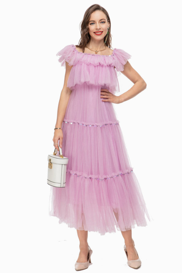 Ruffled Sleeve Corset Dress