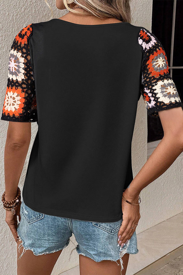 Laure Crochet Sleeve Top