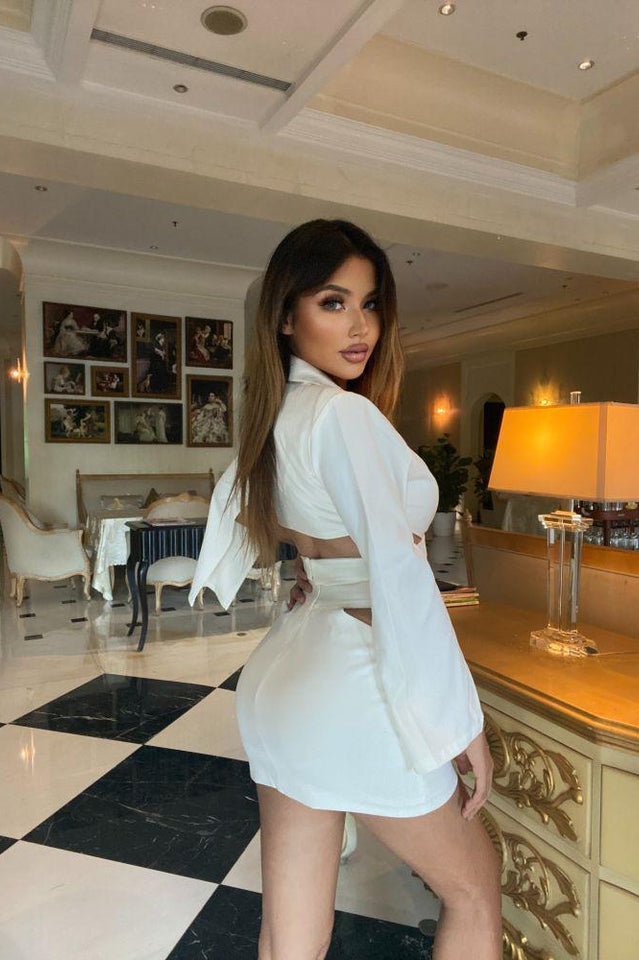 Cut Out Blazer Top + Mini Skirt Set