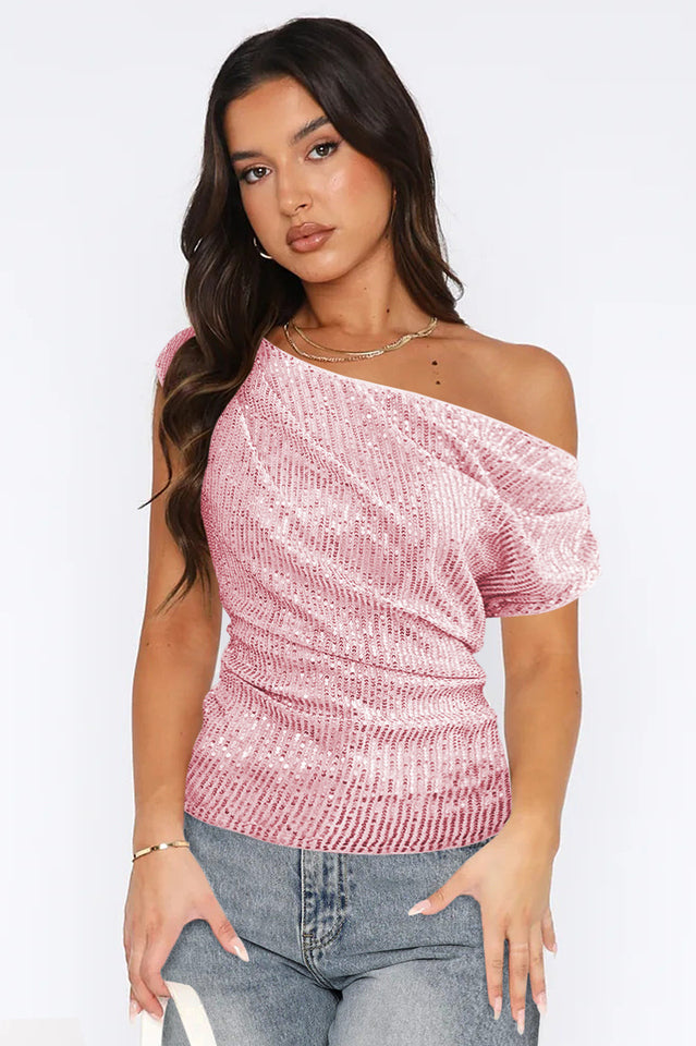 One Shoulder Sequin Top