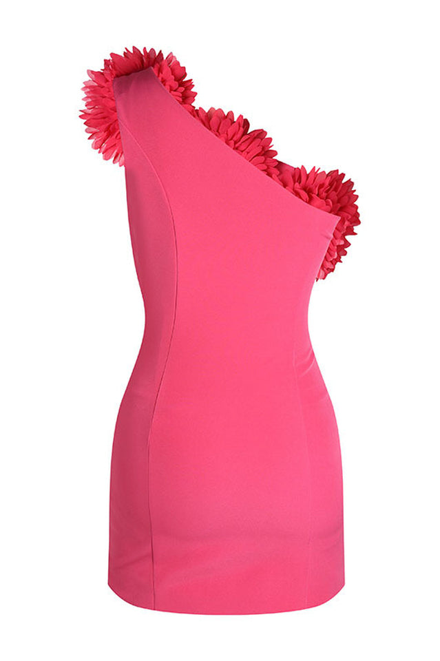 Nasrin One Shoulder Flower Mini Dress