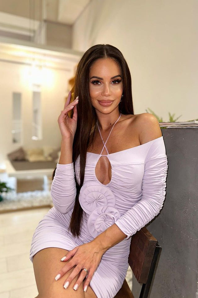 Ruffled Off Shoulder Mini Dress