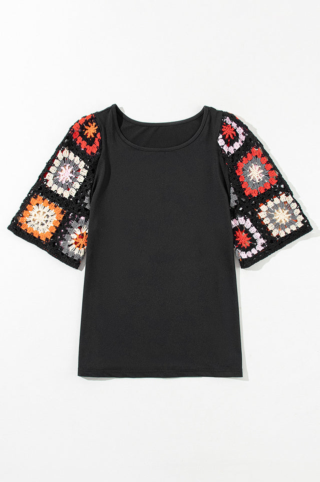 Laure Crochet Sleeve Top