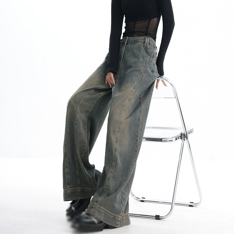 Vintage Stitch Details Baggy Boyfriend Jeans