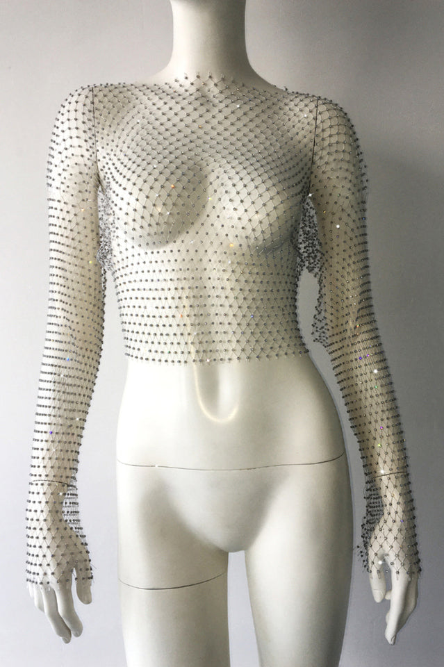 Crystal Diamond See Through Crop Top