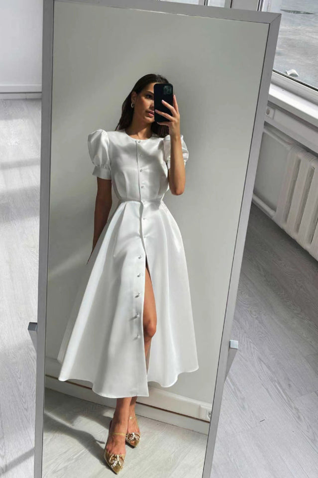 Button Front Midi Dress