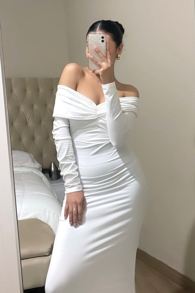 Off Shoulder Bodycon Bardot Midi Dress