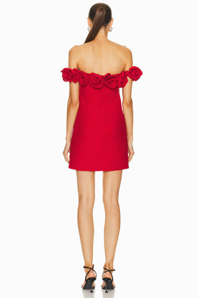 Rose-Detail Mini Dress