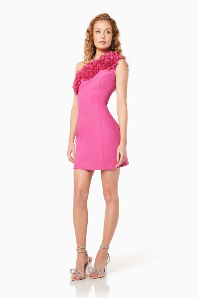 Nasrin One Shoulder Flower Mini Dress
