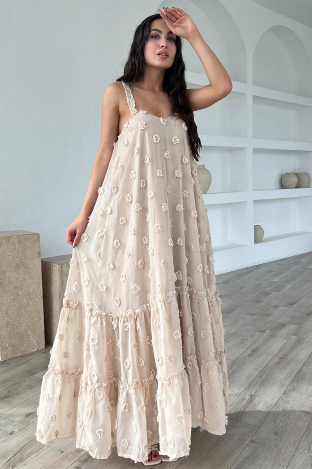 Flower Embellished Slip Dress