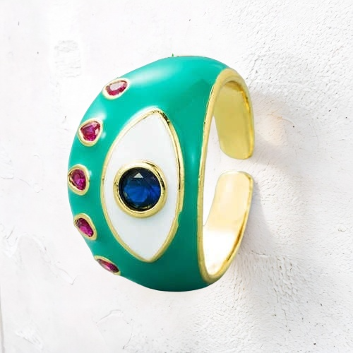 Verdant Eye Chunky: Enamel Fashion Ring