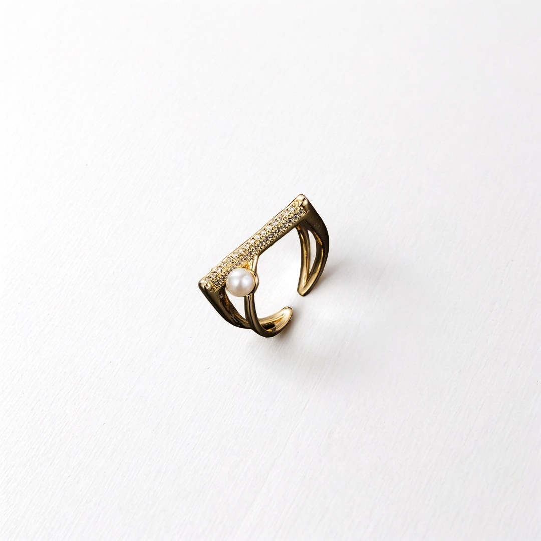 Pearlescent Geometric: Gold-Plated Copper Ring