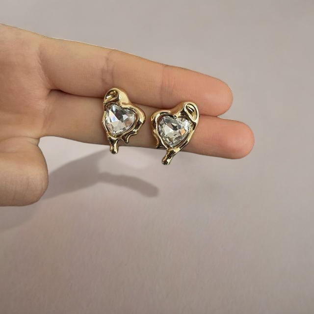 Molten Metal Red Crystal Love Earrings