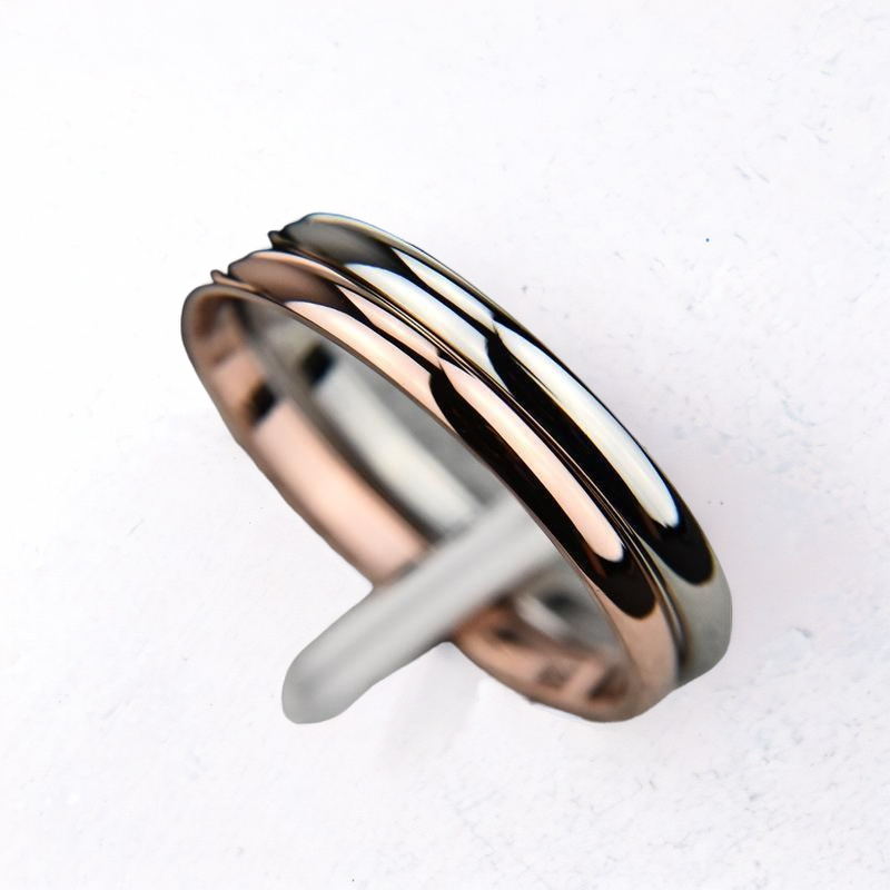 Titanium Steel & Rose Gold Ring