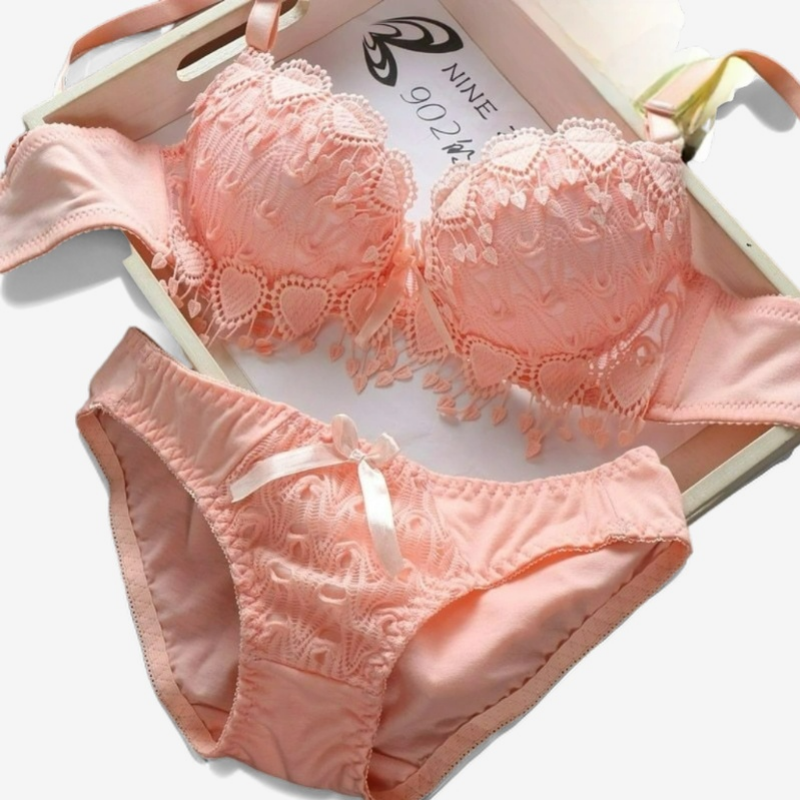 Sweetheart Lace Embroidery Lingerie Set - StylinArts