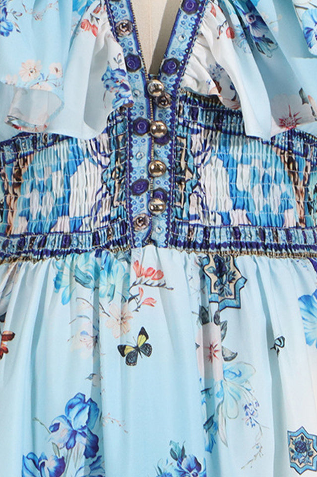 Camilla Ruffled Crystal Embellished Maxi Dress