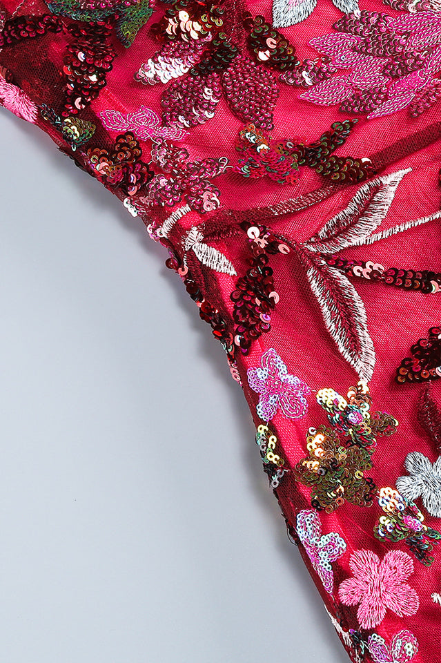Jangeel Pink Slit Sequin Dress