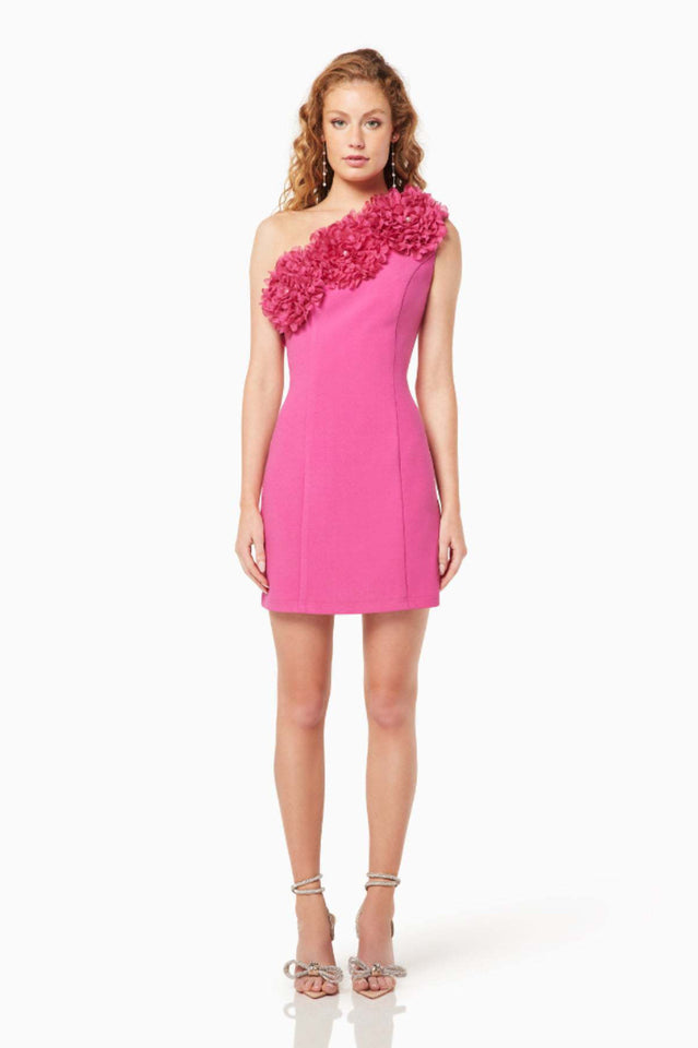 Nasrin One Shoulder Flower Mini Dress